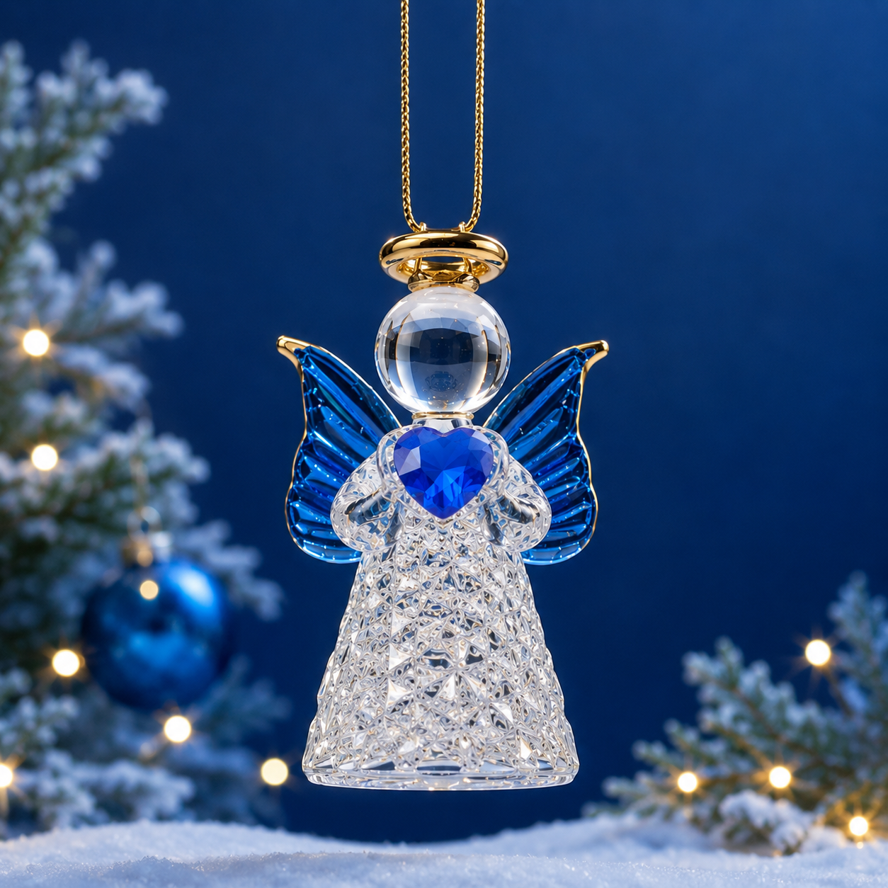 Glass Mini Ornament - Blue Angel
