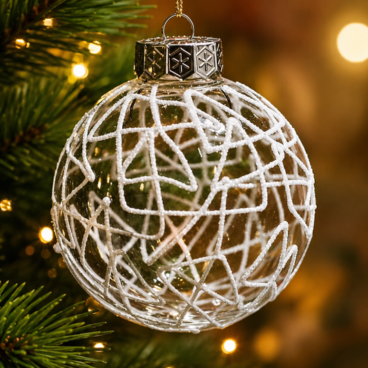 Glass Christmas Ornament - Geometric Sphere (6-Piece Set)