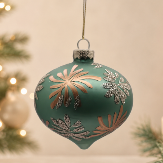 Glass Ornament - 6-Piece Green Starburst Set