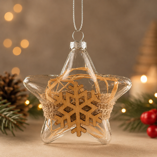 Glass Ornament - Star with Snowflake