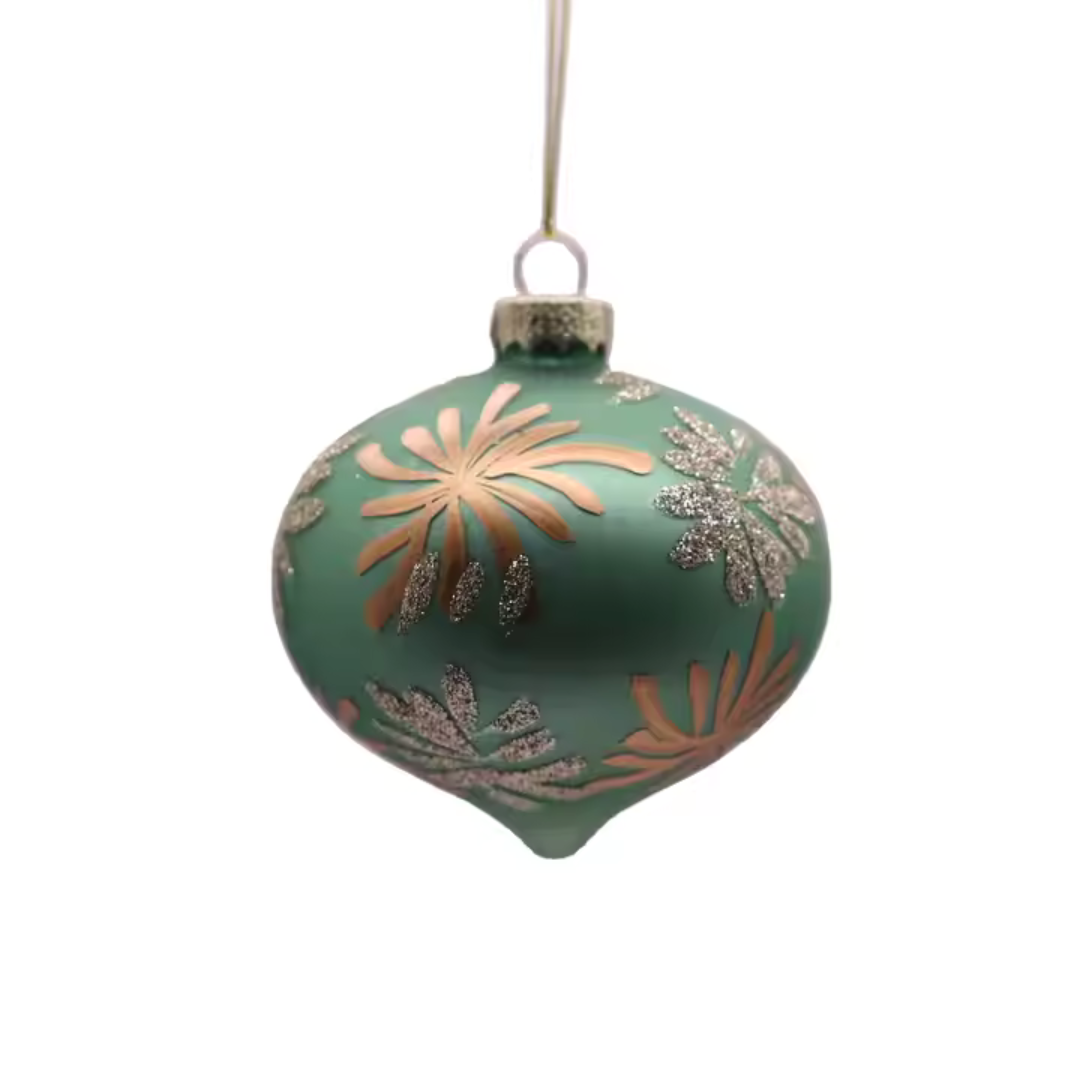 Glass Ornament - 6-Piece Green Starburst Set