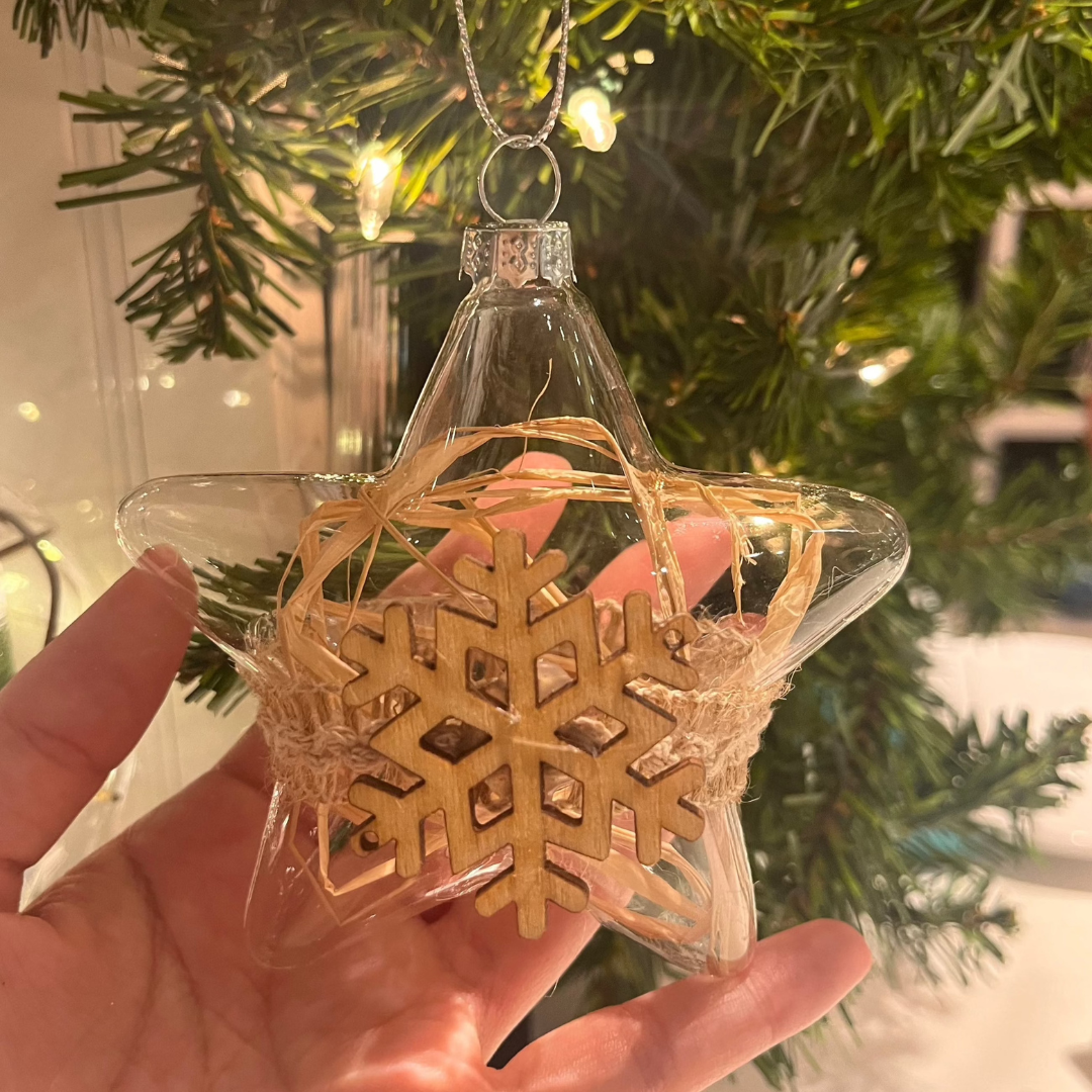 Glass Ornament - Star with Snowflake