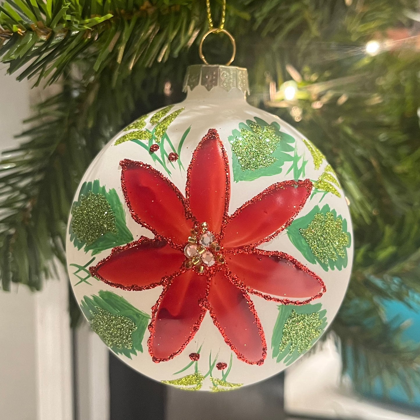 Glass Ornament - Flowering Pointsetta