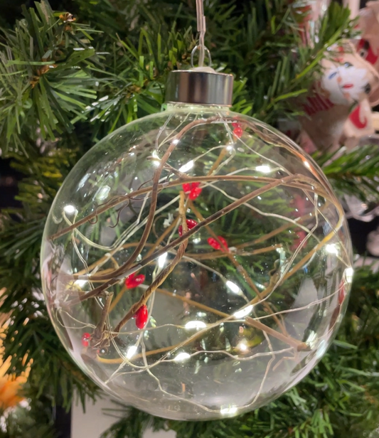 Glass Ornament - Light Up Tree Branches w/Flowers