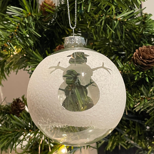 Glass Ornament - Frosted Snowman