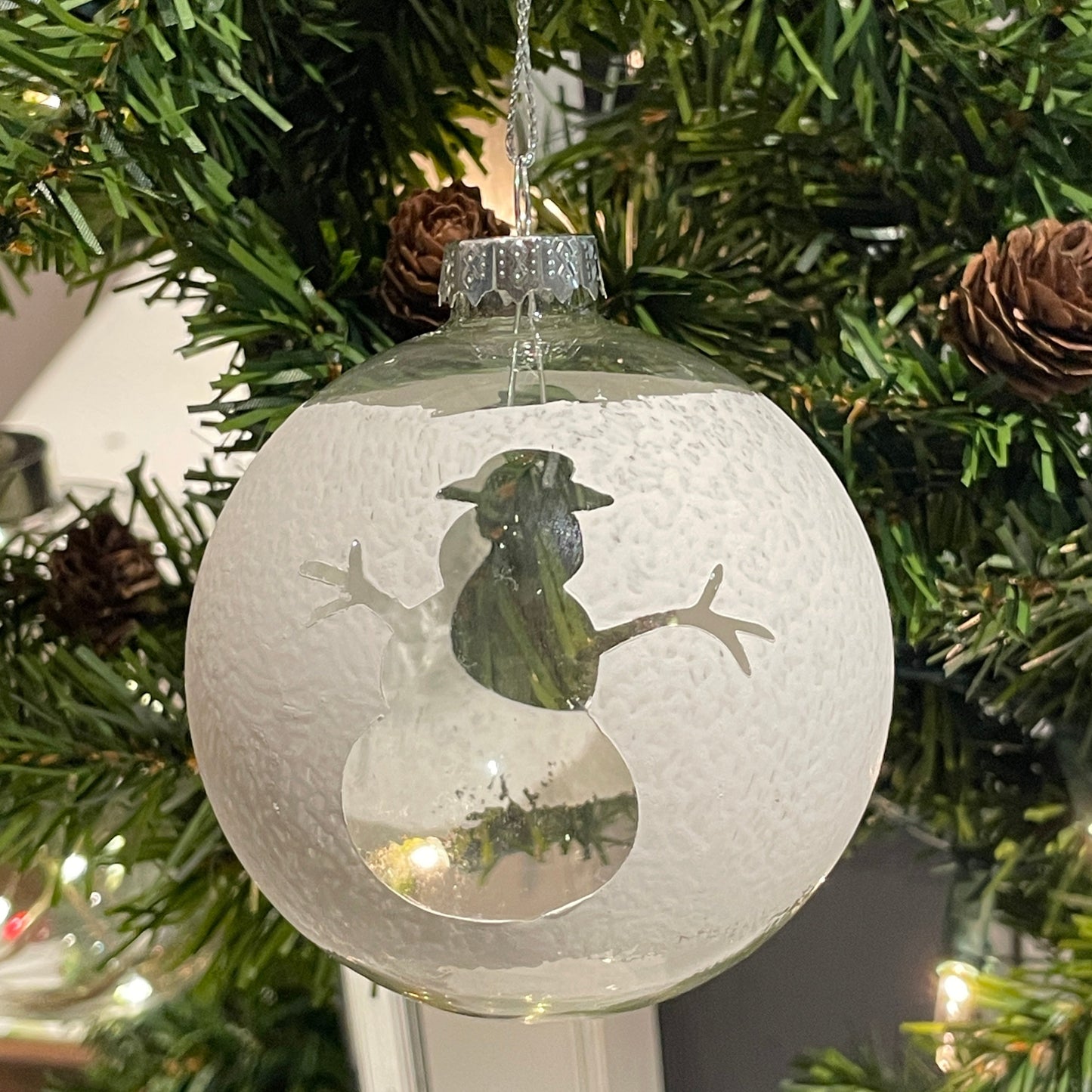 Glass Ornament - Frosted Snowman