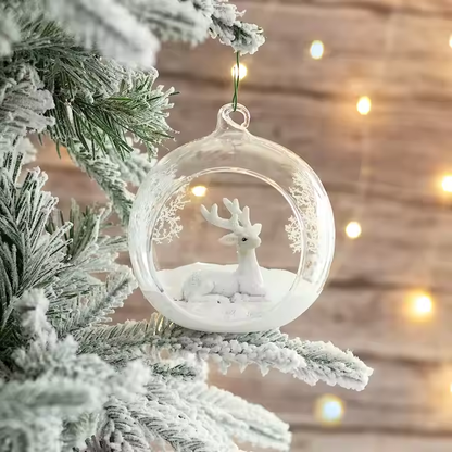 Glass Ornament - Snowy Deer