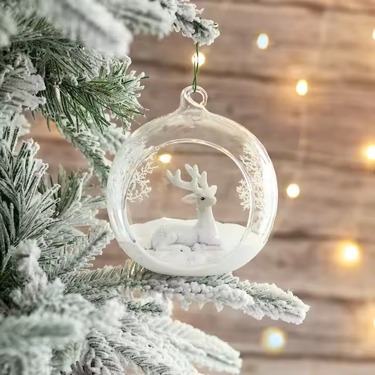 Glass Ornament - Snowy Deer