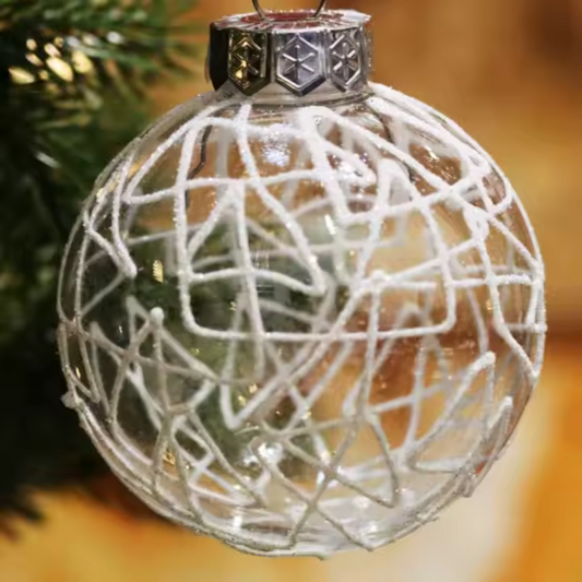 Glass Christmas Ornament - Geometric Sphere (6-Piece Set)