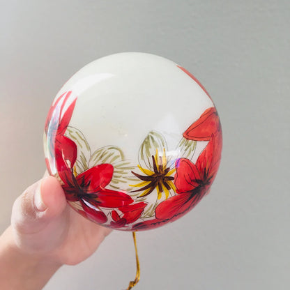 Hand-Painted Hawaiian Red & White Flower