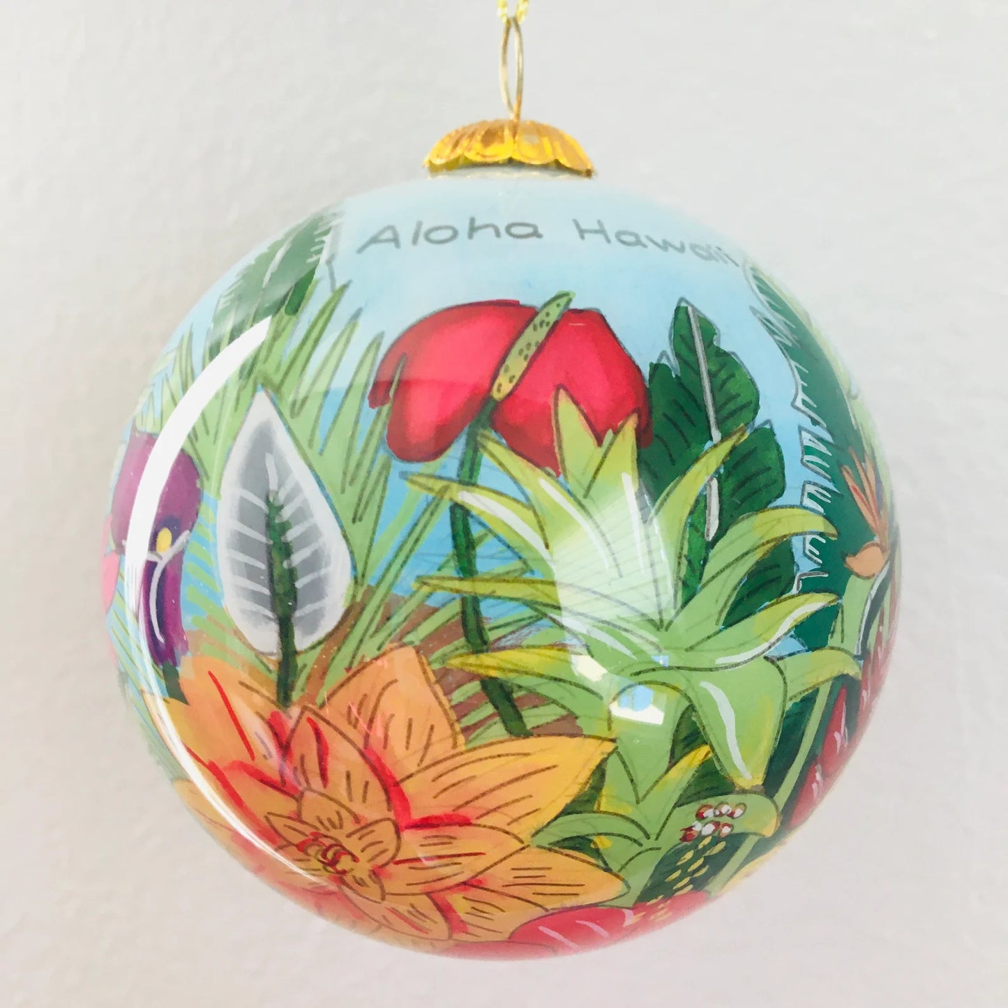 Hand-Painted Hawaiian Tropical Flowers Ornament